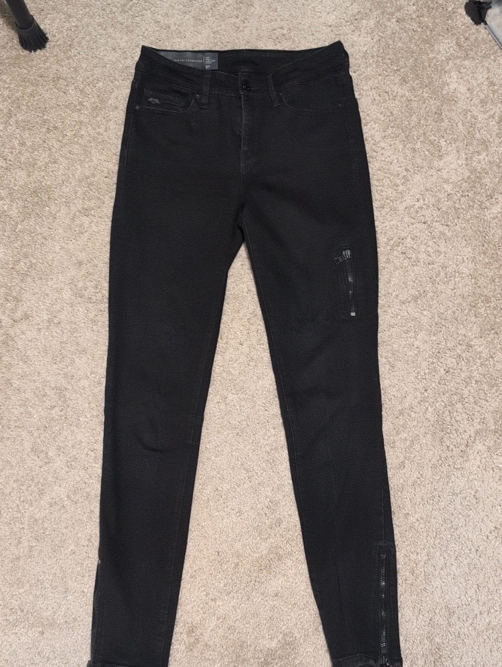 A/X Armani Exchange Black Skinny Jeans with Ankle Zippers